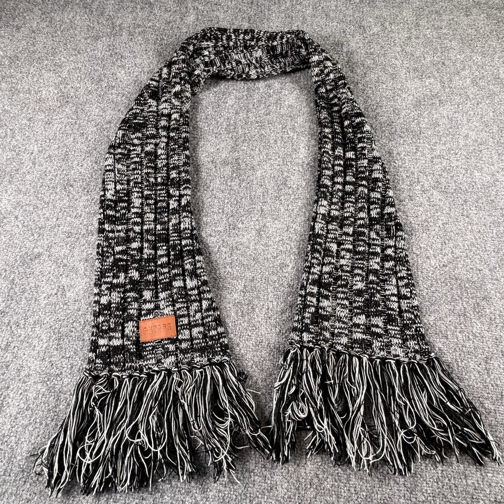 Leeman New York Womens Black White Marled Fringed End Scarf OS Oxford Univ Press